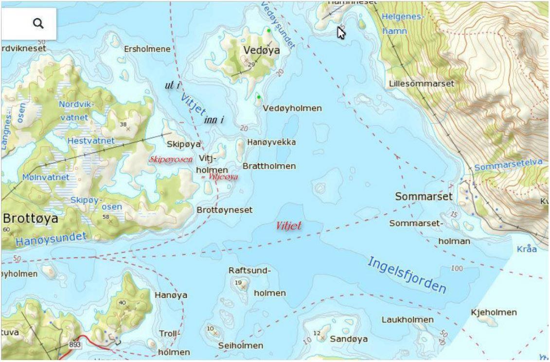 Kart over Intgelsfjorden - Klikk for stort bilde