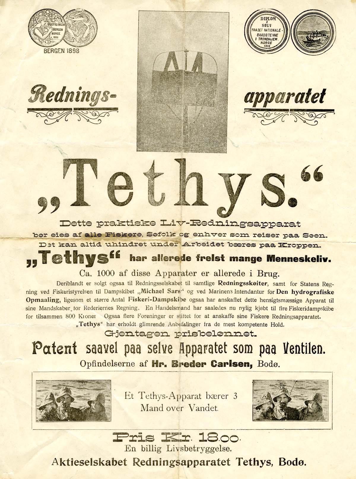 Tethys Redningsapparat, reklame - Klikk for stort bilde